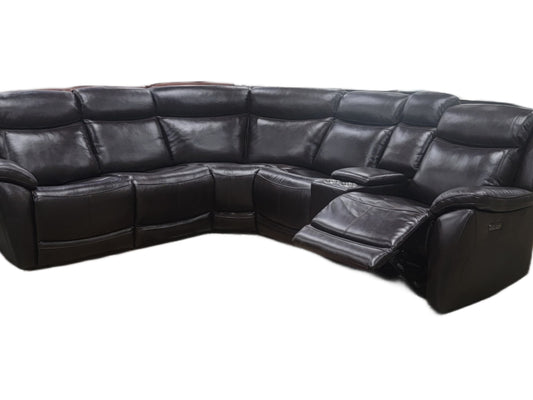 Top Grain Leather Dual Power Sectional