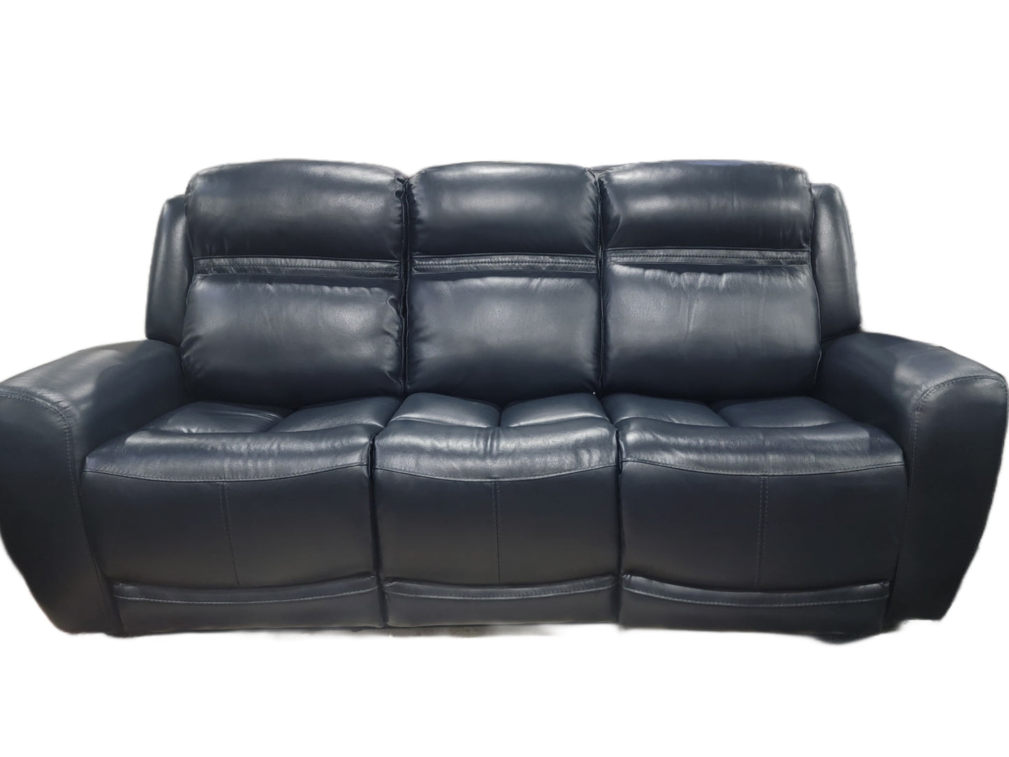 Blue Top Grain Leather Dual Power Sofa & Loveseat