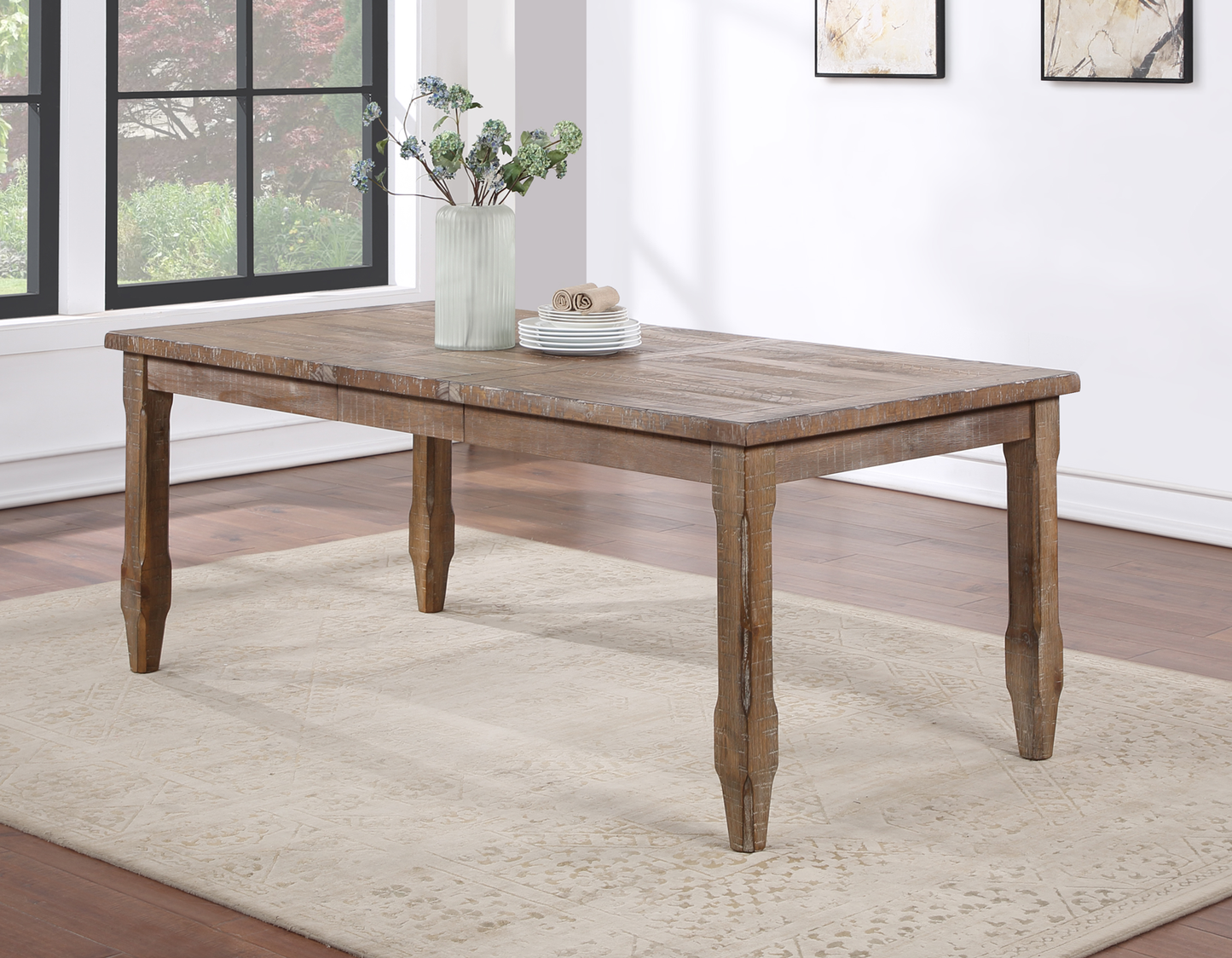 Riverdale 64-80 inch Dining Table & Upholstered Side Chairs