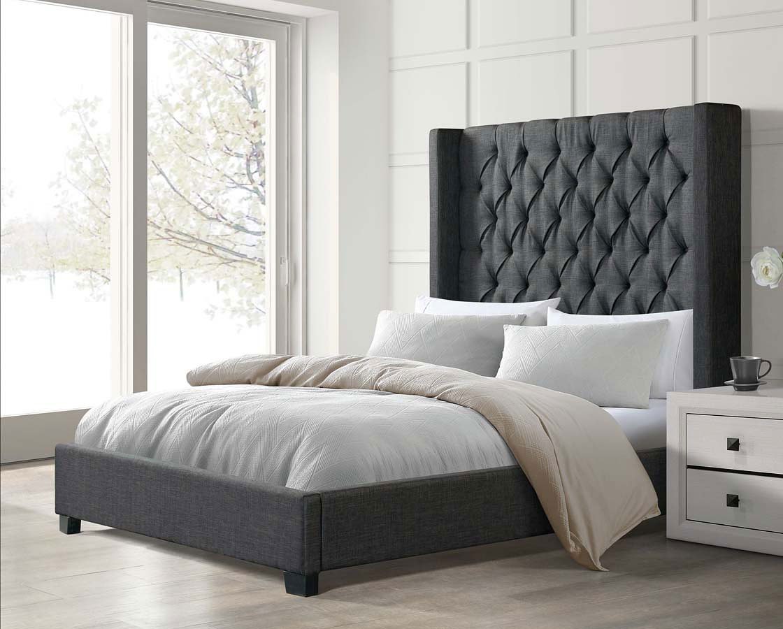 Morrow Charcoal Upholstered Bed