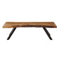 Reese Live Edge Solid Wood Metal Leg Dining Bench In Natural Acacia