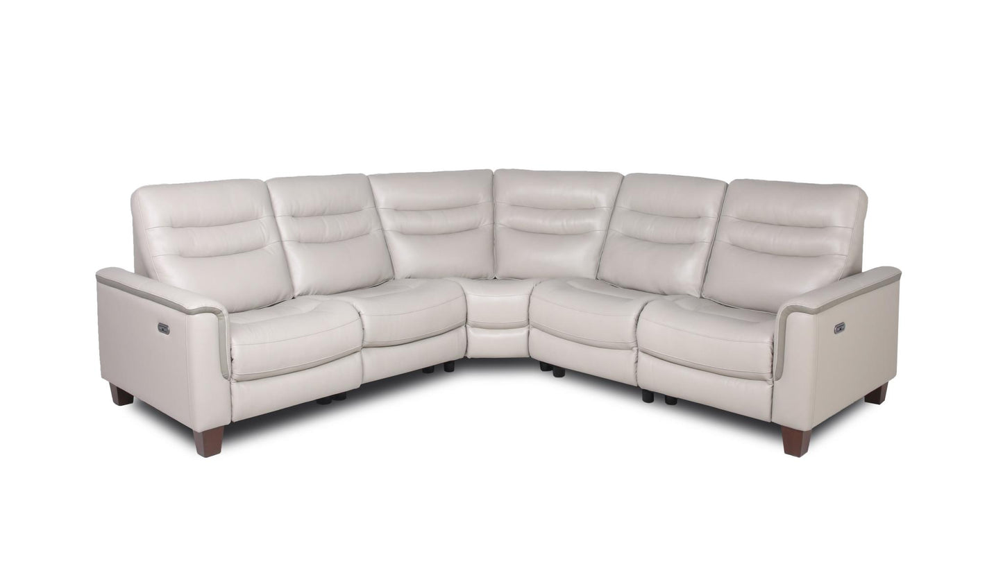 Jersey Dual Power Top-Grain Leather 5pc Sectional
